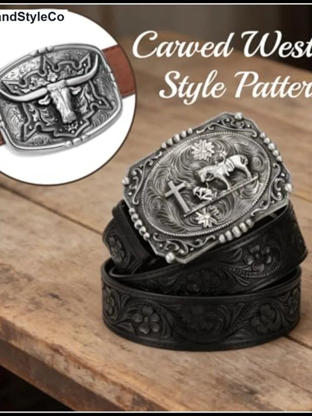 4 Pack Western Cowboy Belt Buckles Heavy Duty Zinc Alloy Rodeo Belt Buckles